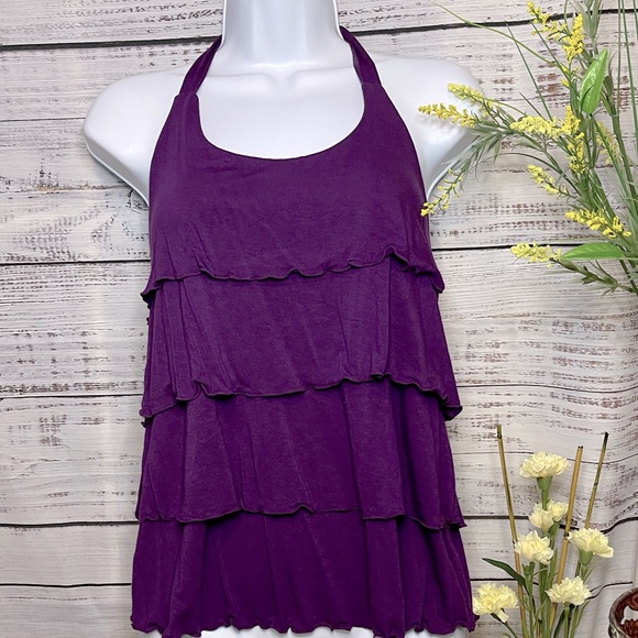 A.N.A Purple Tiered Halter Top Party Top | Small - Picture 1 of 7